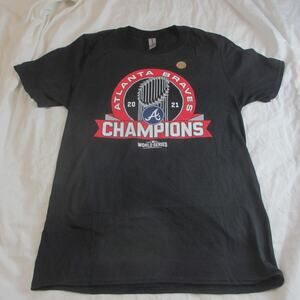 NWOT Atlanta Braves 2021 World Series Champions T Shirt Small Black Gildan MLB